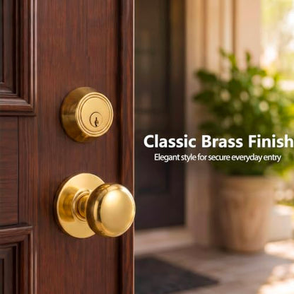 Tandefio 1 Set Double Cylinder Mortise Lock, Right Hand, Brass - color: Brass, style: Right Hand