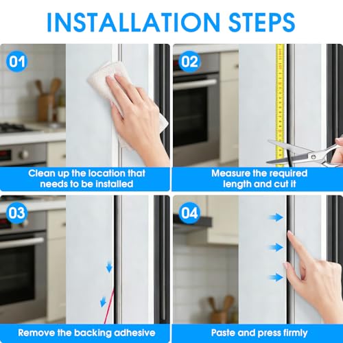 Weather Stripping Door Seal Strip, D-Shaped Self-Adhesive, Soundproof Blocks Cold Drafts & Dust, Black TPE 20Ft (3/8" W × 1/4" T) for Door Frames & Windows