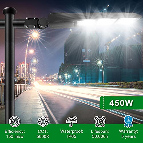 LED Parking Lot Lights 5000K Shoebox Street Pole Lighting Fixture 63000LM - color: 450W/400W/380W + (100-277V 5000K), size: Adjustable Slip Fitter Mount Bracket