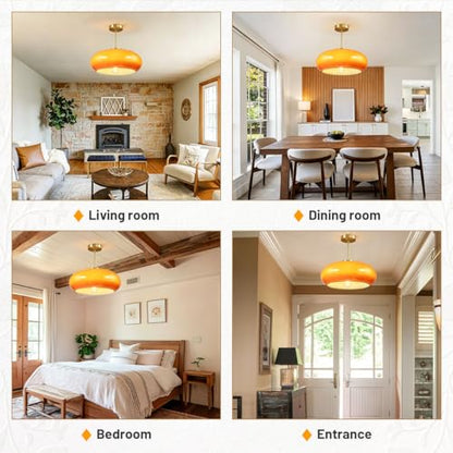 Large Glass Semi Flush Mount Ceiling Light 15.7″Dome Orange Shade - color: 15.7″-Orange