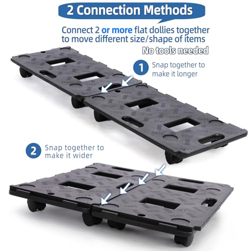 2 Pack Dolly Cart Multipurpose Furniture Mover with 5 Wheels Moving Supplies 220lbs Weight Capacity Each Movers Dollies