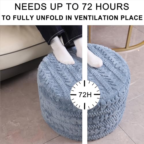 Asuprui Round Footstool Ottoman, Blue, 20x14 in,Floor Pouf Couch Footrest - color: Blue, size: 20"D x 20"W x 14"H