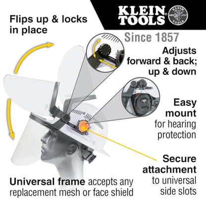 KLEIN TOOLS 60528 Full-Brim Hard Hat Face Shield, Clear, One Size - size: Full Brim Clear