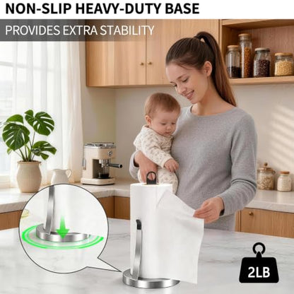 Jesginboo Countertop Paper Towel Holder with Tension Arm, Brushed Nickel - color: Brushed Nickel