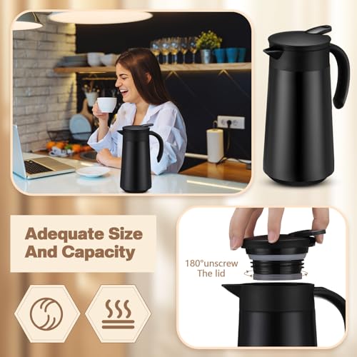 Ziliny 2 Pcs 27oz Thermal Coffee Carafe Stainless Steel Coffee Pot, Black - color: Black