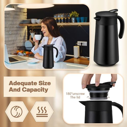 Ziliny 2 Pcs 27oz Thermal Coffee Carafe Stainless Steel Coffee Pot, Black - color: Black