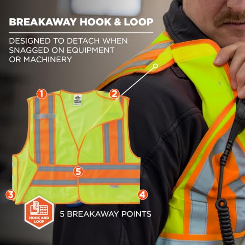 Public Safety Reflective Vest, High Visibility, ANSI Compliant, Breakaway, 6XL/7XL, Ergodyne GloWear 8245PSV,Lime - color: Lime, size: 6X-Large-7X-Large