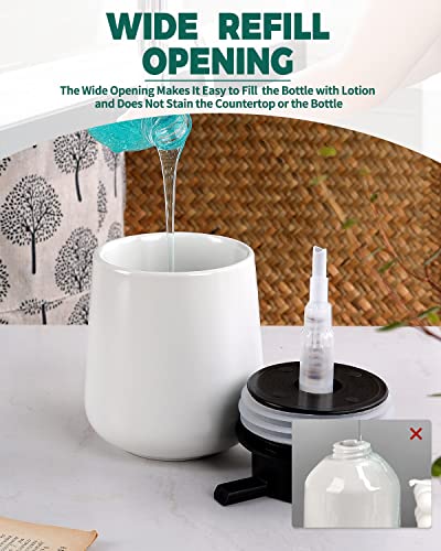BosilunLife Ceramic Soap Dispenser - Dish Soap Dispenser for Bathroom 12Oz - color: Matte White