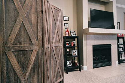 Premium Home 6-Panel Room Divider, Rustic Brown Barn Door X-Pattern Screen - color: Barnwood Brown - X Pattern - 6 Panel