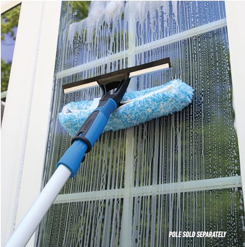 Unger Professional Connect and Clean 2-in-1 Squeegee and Scrubber, 10” Window Cleaning Tool, Commercial and Residential Use, Washer Cleaner Supplies to Remove Excess Water and Dry - size: 10 inch, style: 10" 2-in-1 Window Cleaner II