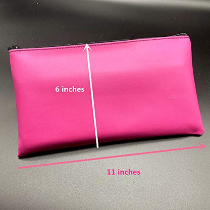 Zippered Security Bank Deposit Bag, by Better Office Products, PU Leather Cash and Coin Utility Pouch Bank Envelopes with Zipper (Deep green) - color: Deep green