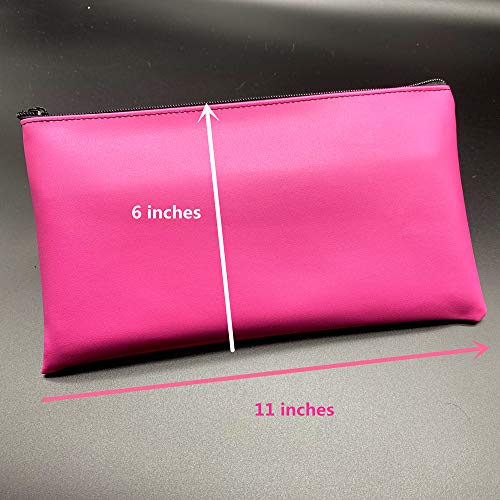 Zippered Security Bank Deposit Bag, by Better Office Products, PU Leather Cash and Coin Utility Pouch Bank Envelopes with Zipper (Deep green) - color: Deep green