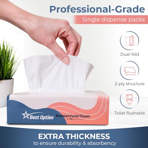 Soft 2-Ply Facial Tissue, White, 130-Count Box | Professional, Gentle and Durable | Great for Bathroom, Office, Business, School (3,900 Tissues, Bulk Pack of 30-Boxes)