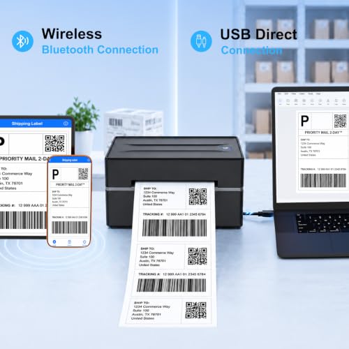 Thermal Shipping Label Printer 4x6 Bluetooth Label Maker for Small Business - color: 1 Black