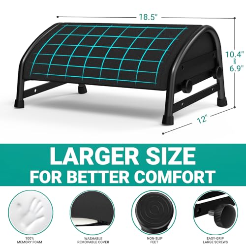 YEASHEIN Adjustable Foot Rest for Under Desk at Work, Ergonomic Foot Stools - color: Black