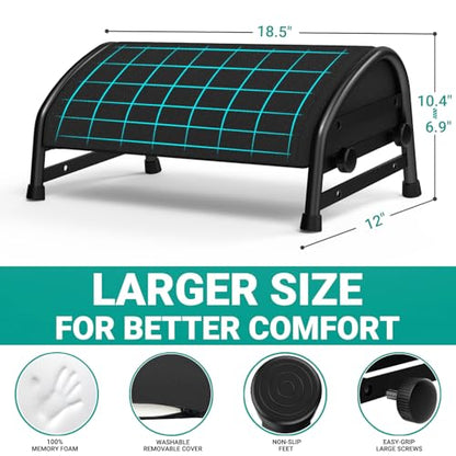 YEASHEIN Adjustable Foot Rest for Under Desk at Work, Ergonomic Foot Stools - color: Black