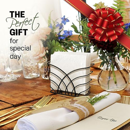 Napkin Holder for Table, Black Iron Upright Paper Dispenser - color: P - Luncheon Napkin Holder - Black, size: Luncheon Napkin Holder