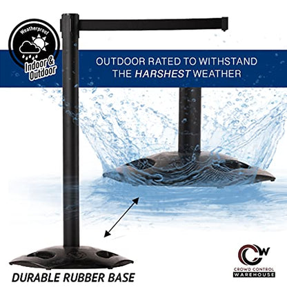 CCW Series WBB-200 Retractable Stanchion Barriers, Rubber Base, Set of 2