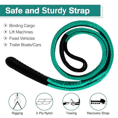 Lift Sling Straps,2" x 4' Heavy Duty Flat Eye Lift Sling 2 Pack - color: Green, size: 2" x 4' (2 pack)