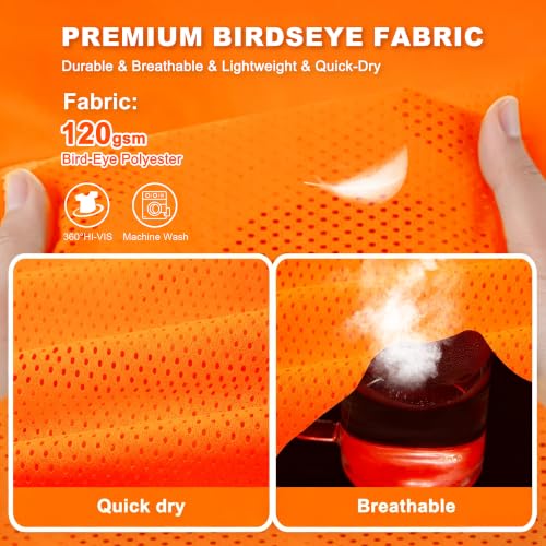 ProtectX High Visibility ANSI Class 2 Safety Vest with 7 Pockets - color: Orange, size: Small