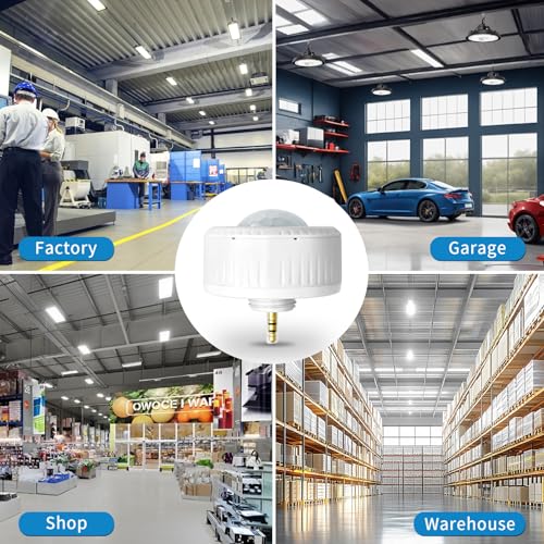4 Pack Ceiling Sensor, PIR Occupancy Motion Detector for LED High Bay Light, 40 FT Ceiling and 50 FT Wall Mount Detection Diameter, Commercial/Industrial Grade