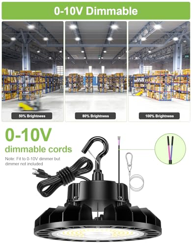 6 Pack 150W High Bay LED Shop Light, 5000K Low Bay Light with US Plug