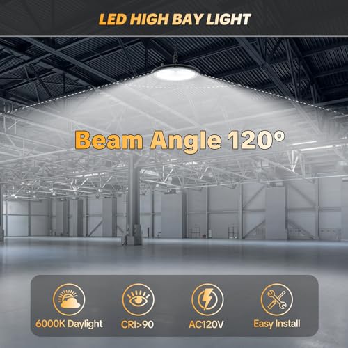 AIKVSXER 1Pack UFO LED High Bay Lights, 300W Shop Lights, 45000LM, 6000K