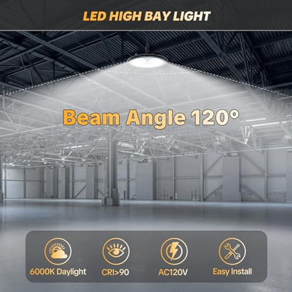 AIKVSXER 1Pack UFO LED High Bay Lights, 300W Shop Lights, 45000LM, 6000K