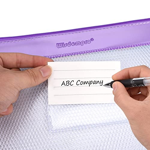 Wisdompro Zipper Pouch, 4 Pack Waterproof Mesh File Bag, Document Organizer - color: Purple