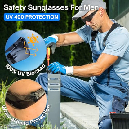 Safety Glasses Ansi Z87.1 Clear Safety Glasses Bulk Impact Scratch Resistant Lens Protective Eyewear for Men Women - color: 12pcs Gray