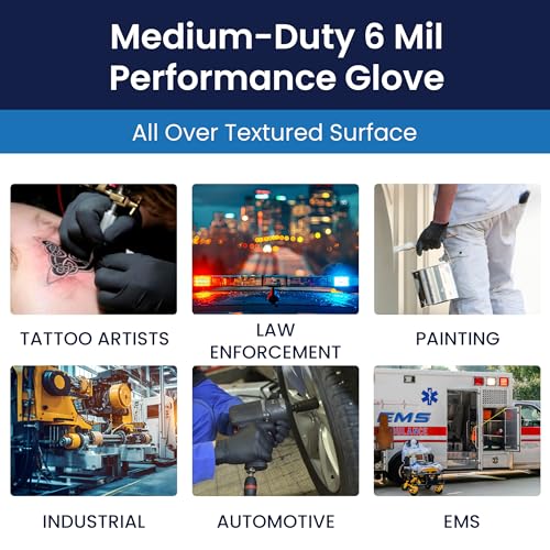 Adenna SHADOW Disposable Nitrile Gloves – 6 Mil, Medical Grade, Textured Grip, Powder Free, Black - size: Medium (Pack of 100)