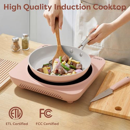 CIARRA CATIH1A-P Portable Induction Cooktop, Slim Single Electric Countertop Burner with Sensor Touch and Digital time, Pink - color: Pink