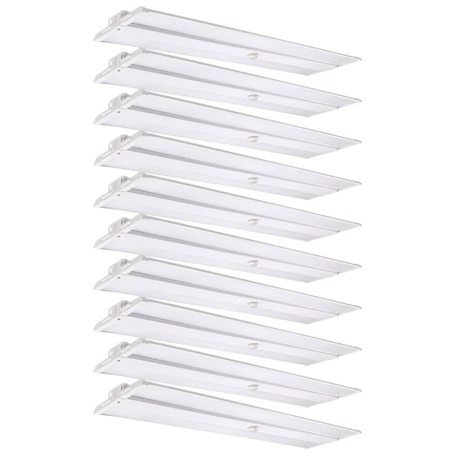 320W Linear LED High Bay Light with PIR Motion Sensor – 41300 Lumens, 5000K Daylight, 1000W Metal Halide Equivalent, UL Damp Rated, 120–277V, Suspended Mount, Warehouse & Industrial Lighting (10 Pack) - color: 10 Pack, size: 320W