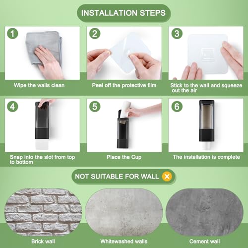 Chengu 2 Pcs Wall Mounted Bathroom Cup Dispenser for 3-5 oz Cups, Black - color: Black