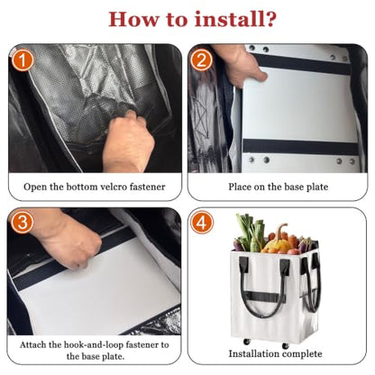 Reusable Grocery Bag on Wheel, Foldable Shopping Cart with Wheels, Can Carry up to 67 Pounds, Suitable for Groceries, Laundry, Camping and Moving. (Silver - Small) - color: Silver - Small