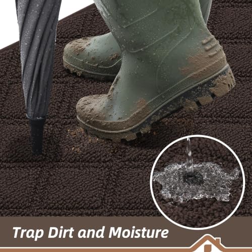 BEQHAUSE Dirt Trapper Door Mat 24" x 36" Non-Slip Washable, Brown - color: Brown, size: 24" X 36" (Rectangular)
