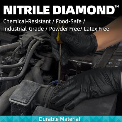 BEASTEK Nitrile Disposable Gloves, 8Mil Latex & Powder Free Chemical Resistant Heavy Duty Cooking Diamond Gloves Black 100Pcs - color: Medium (Black)