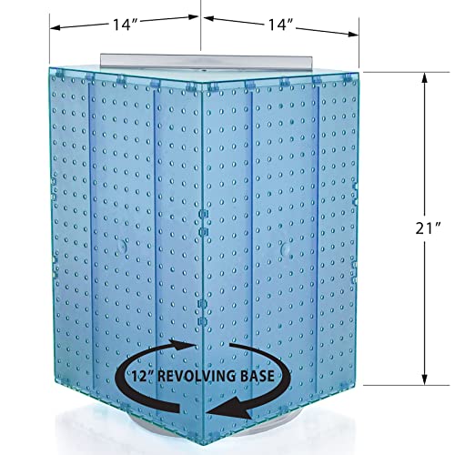 Azar Displays 701414-BLU-4C32 Rotating Countertop Display Kit with Peg Hooks Included, 14 Inches Wide x 14 Inches Deep x 20 Inches High, Pegboard Spinner Organizer, Blue - color: Blue, style: Pegboard + Hooks