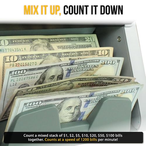 KOLIBRI Money Counter Machine I LCD Display I Business Grade I Advanced 2CIS/UV/MG/IR/MT/DD/HLF/SN IRT Detection I Mixed Denomination I Multi-Currency I Single Pocket I 3 Years Warranty I Domino-V2 - color: White/Gray (Domino-v2)