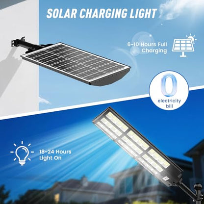 15000W Large Solar Street Lights Outdoor Waterproof, Heavy Duty Solar Parking Lot Lights with Remote Control and Motion Sensor, Pole or Wall Mount, for Outside Commercial Yard Driveway Garage - size: L 1 PACK