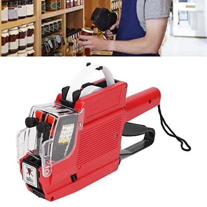Walfront MX-6600 Tagging Gun Attacher Gun Kit for Retail Standard Price Tag Guntagging Gun with 2 Lines 10 Digits Display (Red)