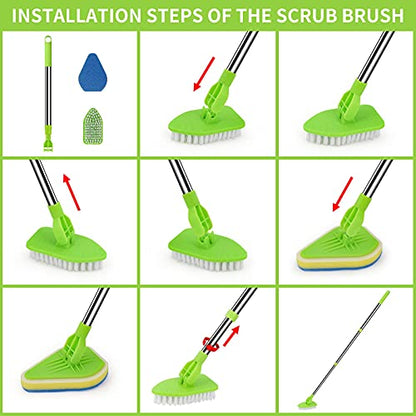 Extendable Scrub Cleaning Brush with Long Handle 35'' - Floor Scrubber