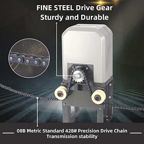 JIELI JY7 Automatic Sliding Gate Opener with 4 Remote Controls, Gate Operator Hardware Kit for Sliding Gate up to 1400 Pounds,Electric Rolling Driveway Slide Gate Motor - color: 1400lbs gate opener