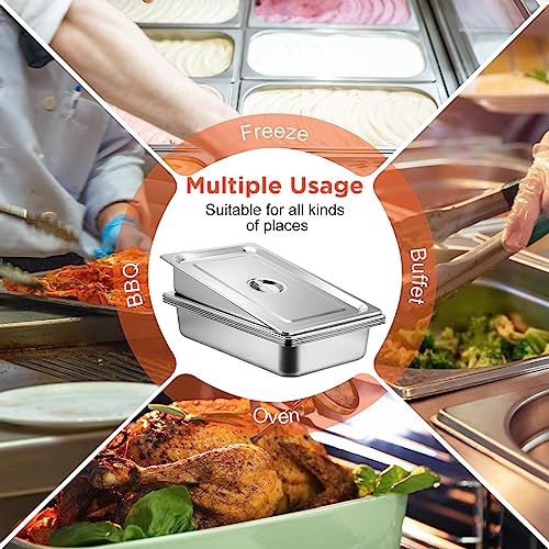 Dandat Full Size Steam Table Hotel Pans with Lid, 20.8 x 12.8 x 3.9 Inch - size: 20.8 x 12.8 x 3.9 Inch