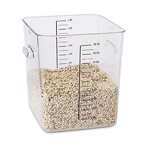 Rubbermaid Commercial Products Plastic Space Saving Square Food Storage Container, 18 Quart, Clear, for Kitchen/Sous Vide/Food Prep - size: 18 Qt., style: Container