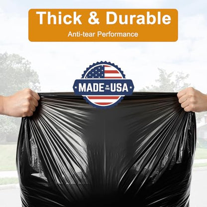 250 Pack, 30-33 Gallon Trash Bags, Medium Duty Black Garbage Bags 32"x38", Plastic Bolsas de Basura, Durable & Puncture-Resistant, Made in USA for Kitchen, Yard, Office - style: 33Gal-250 pcs-0.6