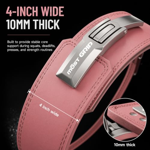 10mm Quick Lock Lever Belt Weightlifting for Men Women - color: Pink, size: XL(39-45inches)
