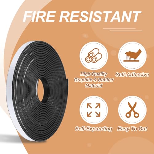 Smoke Fire Seal Strip 16.4Ft 12mm / 0.47" W x 2mm/0.08" T Black - color: Black, size: 16.4FT x 12mm / 0.47" W x 2mm/0.08" T