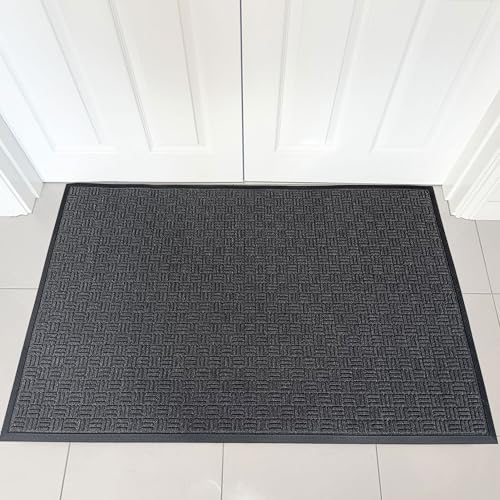 Ultralux Premium Indoor Outdoor Entrance Mat | 35” x 59” | Absorbent, Strong, Anti-Slip Entry Rug Heavy Duty Doormat | Dark Gray | Home or Office Use | Multiple Sizes - size: 35” x 59”