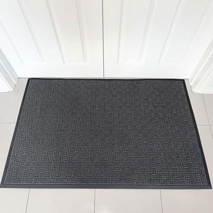 ULTRALUX Indoor Outdoor Rubber Scraper Door Mat, Non-Slip 31” x 47” Dark Gray - size: 2'7" x 3'11" (Rectangular)